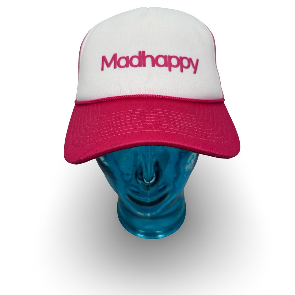 Madhappy‎ Pink White Mesh Trucker Hat Snapback Adjustable Raised Logo Cap